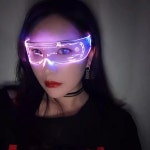 LED 안경 야광 인싸 선글라스 글래스 소품 고글 분위기 사이버 파티 황색 : 제노블라