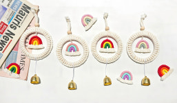 마크라메 무지개도어벨 만들기 무지개현관종 마크라메diy : 무드스튜디오