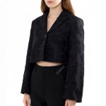 미니멀 캐주얼 BLACK BOUCLE JAQUARD SUITING CROPPED BLAZER (F9274 099) (가니 블랙 부클 자카드 수트 크롭 블레이저) : ORIGINALE