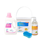 [녹색나라] 분말세탁세제 2.3kg, 섬유유연제 1950ml, 주방세제 750ml, 수세미 : 녹색나라 세제