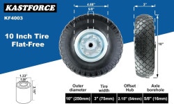 KASTFORCE KF4003 트윈 팩 10인치 솔리드 고무 타이어 휠 교체 3.00-4 프리 5인치/8인치 베어링 2.15인치 오프셋 허브로 핸드 트럭... 