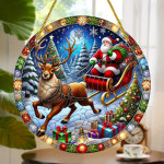 글라스 라운드 아크릴 산타 스타일 클로스 디자인문패 스테인드 매력적인 선캐처 눈사람 : 홈베이직111