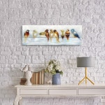 예술적인 길 추상 새 캔버스 월 아트: 거실용 철사 위의 다채로운 그림 참새 아트 (36 W x 12 H 멀티 사이즈) 24 L x 8 W blue : 라온프라임