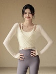 발레워머 상의 커버업 성인발레복 땀 시스루 배출 메쉬 크림화이트 투피스 세트 S : 꾸꾸유니픽