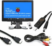7인치 소형 HDMI VGA AV RCA 모니터 1080P PC/ 시스템/게임 콘솔용 보조 디스플레이; IPS 1024X600 픽셀; 60HZ; 내장 스피커 및 이어폰 잭;... 
