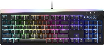 i-rocks K71M RGB 기계식 게이밍 키보드 미디어 컨트롤 노브 스위치(빨간색) 107개의 키(전체 NKRO 포함) PBT 키캡 멀티미디어 핫키... 