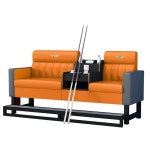 당구장 휴게실 소파 1인용 관람석 의자 편안한 착석 2인용-그레이 : 하뚜마