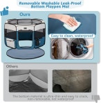 PETSFIT 휴대용 강아지 놀이펜 36인치 실내 방수 매트와 지퍼... 여행용 팽이와 고양이 관찰 공간(36인치 Small (29.5 x29.5 x16.5 : 너구리딜