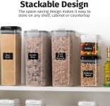 대량 식품 저장을 위한 샤조 2팩(6.3L / 213OZ) 초대형 밀폐 저장 시리얼 용기 BPA 프리 플라스틱 식료품 및 쌀 파스타 설탕 밀가루용 Black... 