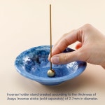 아사유 일본산 스틱용 소형 향 홀더 4.88인치(124mm) 전통 세라믹 재 캐처 및 황동 향로 세트 - 파란색 Blue : HOT픽