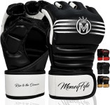 머니파이트 크라운 MMA 남녀 격투기 펀칭백 장갑 UFC 그래플링 파이팅 & 킥복싱 프리커브 하프 핑거 복싱 스파링 Small Gold : 에어바이A