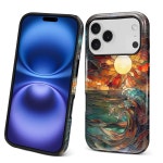 (DS-E08K) 아이폰 17 프로용 플리브로 케이스, 2 in 1 PC 하드 쉘 실리콘 내부 범퍼 긁힘 방지 전신 커버 충격 슬림 디자인 스테인드글라스... 