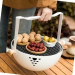 야외 그릴 캠핑 원형 큐 bbq 석쇠 용 휴대 접이식 펜션 화로 숯불 휴대용 베스트캠핑 : 이가팸