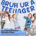 13세 청소년 생일 파티를 위한 13번째 배너 장식 소년 소녀를 용품 선호 (네이비 블루) Black : 핫픽데이