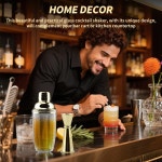 유리 칵테일 셰이커 세트 계량 지거 믹싱 스푼 머들이 포함된 바텐더 키트 마르티니스 & 위스키 홈 바 액세서리 제작을 위한 프리미엄 도구 Gold... 