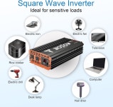 가정용 RV 트럭용 오프그리드 태양광 인버터용 테브롤 3000W 인버터 12V DC-110V AC 컨버터 내장 5V /2.1A USB 하드와이어 포트 리모컨... 