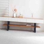 뚜기쩡이 G4162 참죽 원목 템바보드 거실장 2100 모던거실장 거실다이 티비다이 : 뚜기쩡이