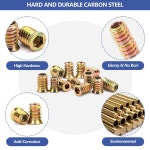 목재용 178개 나사산 인서트 1 /4 -20 5 /16 -18 3 /8 -16 10사이즈 탄소강 키트 가구용 3PCS 육각 렌치가 포함된 소켓 나사 모음 : ALL픽