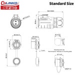 CNLINKO LP20 2핀 방수 커넥터 IP68 원형 고속 잠금 플러그 2-12핀 전원 M20 남성 여성 LED 실외 조명 커넥터(2핀) 12 Black/Single-Hole... 