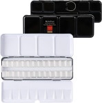 마이아툴 빈 수채화 팔레트 금속 틴 페인트 케이스 DIY 여행용 하프 팬 24개 포함 아크릴 및 유화 Purple 12 PCS Empty Half Pans... 