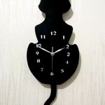 살랑 꼬리 고양이 벽시계 모던 인테리어 홈데코 흔들리는 장식 : 오키별내9