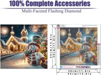 액세서리가 포함된 MjhRcll 스노우맨 다이아몬드 페인팅 키트 크리스마스 아트 선물용 새해 복 많이 받으세요 불꽃 점 홈 월 장식 14X14인치... 