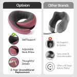 옵틱시온 여행용 베개 비행기용 100% 퓨어 메모리 폼 넥 편안한 통기성 커버 비행기 자동차 기차 및 가정용 여행 필수품 회색 Black... 
