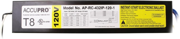 Accupro AP-RC-432IP-120-1 전자 형광 밸러스트 4개의 램프 T8 32W 120V : 카인스튜디오
