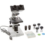 AmScope B100-PB10 복합 이등식 현미경 40배1000배 배율 밝은장 텅스텐 조명 Abbe 콘덴서 평평한 무대 준비된 슬라이드 5개와 빈 5개... 