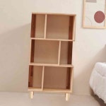 뚜기쩡이 H6891 고무나무 3단 원목발 우측형 책장 책장디자인 : 뚜기쩡이