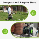 정원용 물 호스 릴 카트 65-100피트 길이의 5인치/8인치 벽걸이 정원 편리한 보관 및 급수를 위한 휴대용 홀더 Green : 아르몽 해외배송