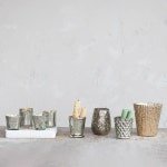 크리에이티브 협동조합 5-1 /4 라운드 x 5-3 H 플리트 머큐리 유리 티라이트 /보티브 홀더 앤티크 골드 마감 : 하루바잉