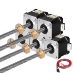 YEJMKJ 5팩 네마 17 스테퍼 모터 TR8x8 로봇 커넥터 1.7A 0.44Nm 케이블 1M, T8 2상 CNC용 고토크 DIY (62.31온스 인치) 4와이어... 