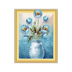 비즈보석십자수 우아한 블루화병 보석자수 : 리빙스피어