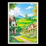 실십자수 전원 마을 3D 명화 자수세트 91 A. 미디엄 그리드 3가닥 자수 5570 cm : 달빛소소