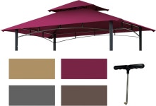 모델 #L-GG001PST-F 가제보 그릴용 따뜻한 8x5 길 BBQ 캐노피 교체 탑 커버 오직 ( 버건디 ) Sidewall-12FT 1 Brown : 해온크래프트