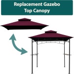 모델 #L-GG001PST-F 가제보 그릴용 따뜻한 8x5 길 BBQ 캐노피 교체 탑 커버 오직 ( 버건디 ) Sidewall-12FT 1 Brown : 해온크래프트