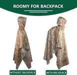 GRVCN 밀리터리 레인 폰초 위장 레인코트 야외 방수 경량 Brown : 코렌티