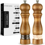본티크 8인치 소금 후추 그라인더 세트 수동 후추통 나무 밀 리필 가능 세라믹 연마 코어 아크릴 시각화 창 디자인 2피스 8IN : Portify