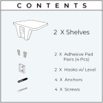 파이츠 디자인 화이트 스몰 플로팅 선반 세트 2개 - 드릴 옵션이 없는 벽용 [] : 마켓리프