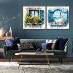 LWZAYS 4PCS 다이아몬드 아트 키트 DIY 사계절 풍경 페인팅 5D 풀 드릴 젬 홈 월 장식 선물 11.8 X 11.8인치 박스 G8967-G8968-G8969-G8970... 