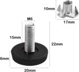 TOVOT 14PCS M6 1mm(피치) 테이블 피트에 T-너츠 나사가 있는 가구 평준화 발 의자 캐비닛 소파용 조절 가능한 (20 22MM) : 애니앤미012