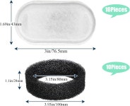 투투야 20PCS 고양이 분수 필터 10팩 교체 스펀지 10개 포함 108온스 /3.2L 및 67온스 /2L 스테인리스강... 