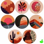 GS 레트로 모란디 스티커 노을 스티커세트 : 그린스완몰