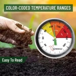 Greenco 컴포스트 흙 온도계 스테인리스 스틸 섭씨 및 화씨 온도 다이얼 20인치 줄기 : 다온리에