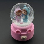 과학준비물 스노볼 회전 오르골 분홍 곰과 소년소녀 사이언스 두뇌발달 만들기교재 : 오픈리빙1