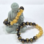 재물 건강 행운 골드 비휴 흑요석 염주 호안석 팔찌 : 에스제이씨피