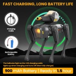 cxjoigxi 스마트 로봇 개 블래스터가 포함된 인터랙티브 STEM 애완동물... 이상의 동작 생체 공학 걷기 생일 선물 6세 를 위한 : 글로우그로브