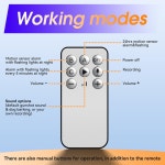 OUDAER 태양광 야외 동작 감지 센서 경보기 - 개 짖는 소리 및 총성 녹음 볼륨 조절 지원 너구리 사슴 스컹크 곰 코요테 퇴치를 위한 130dB 소음... 