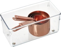 디자인 리누스 플라스틱 주방 서랍 정리함 실버웨어 주걱 식기류 가젯 사무용품 화장품 4인치 x 8인치 3인치 - 클리어 Pack of 1 : 담스마케